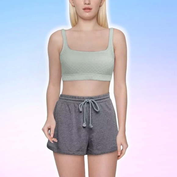 NWT GILLY HICKS  Quilted Loungelette Sz Medium Green - Picture 1 of 4